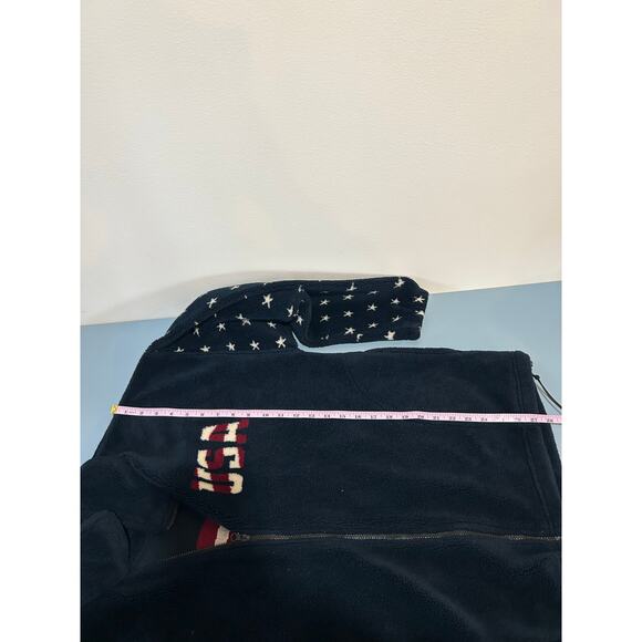 Vintage Bear Ridge Outfitters America fleece size L blue patriotic stars stripes - Picture 10 of 10